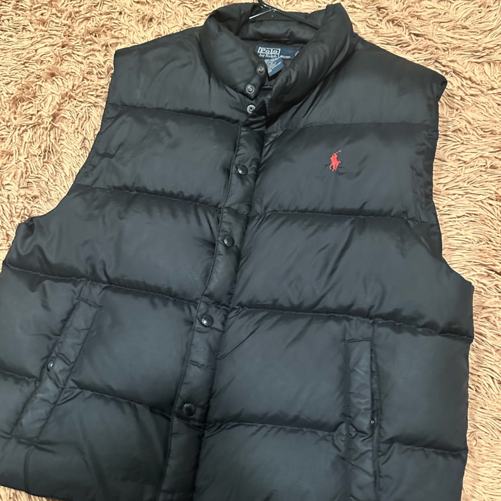 Vintage Black Polo Ralph Lauren Puffer Vest. XL.